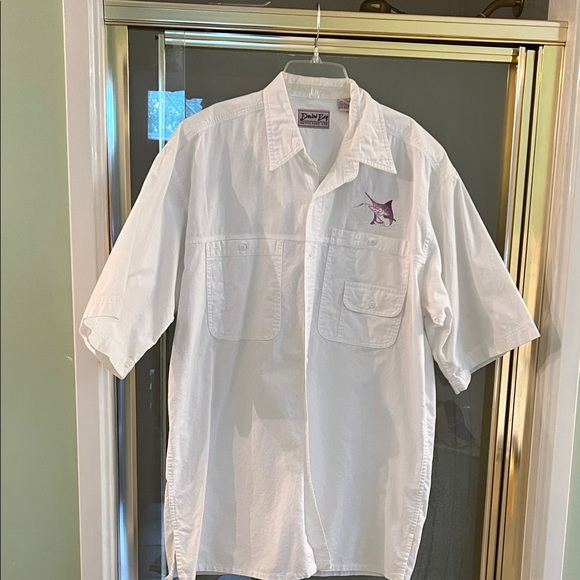 White Button-Down Shirt with Purple Accent - Picture 1 of 3
